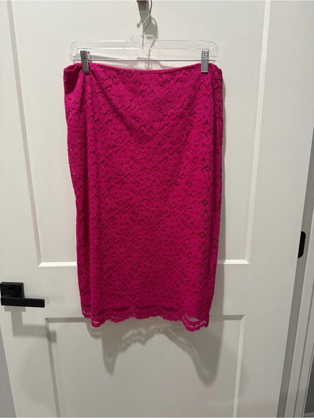 Worthington Pencil Fuchsia Hot Pink Lace Scallop Hem Midi size 12
